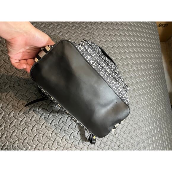 Tory Burch Gemini Link Canvas Leather Backpack Black & White Womens Travel - Picture 4 of 16